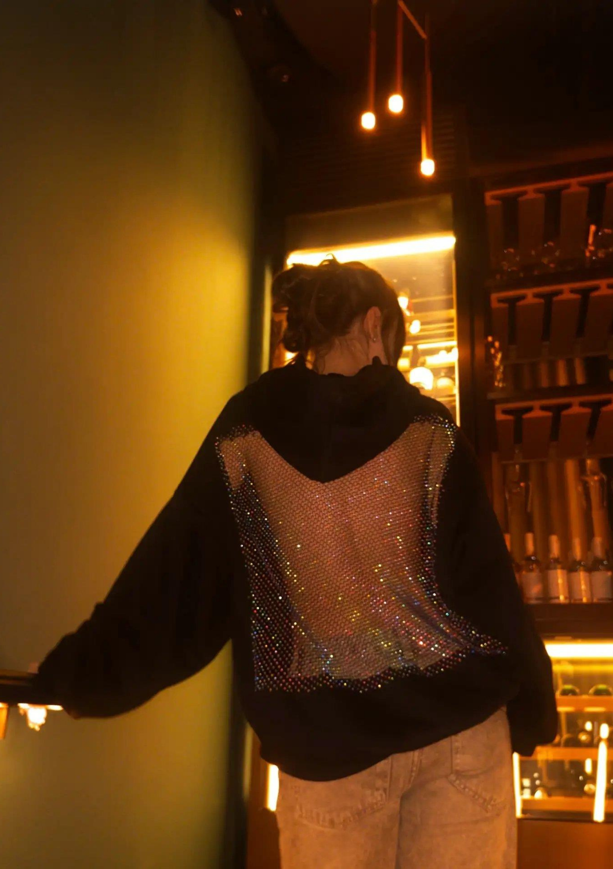 Crystal Back Mesh Hoodie